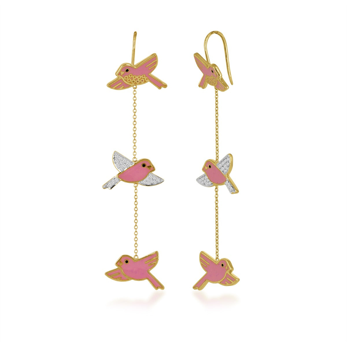Flying Love Birds Diamond Earrings