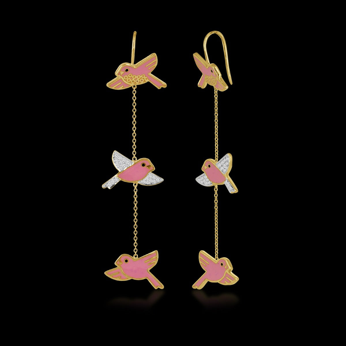 Flying Love Birds Diamond Earrings