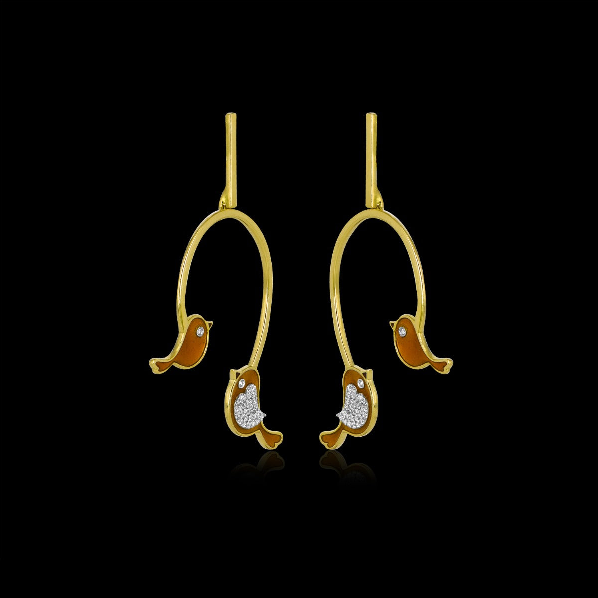Love Birds Swing Diamond Earrings