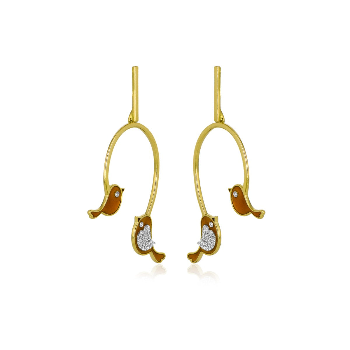 Love Birds Swing Diamond Earrings