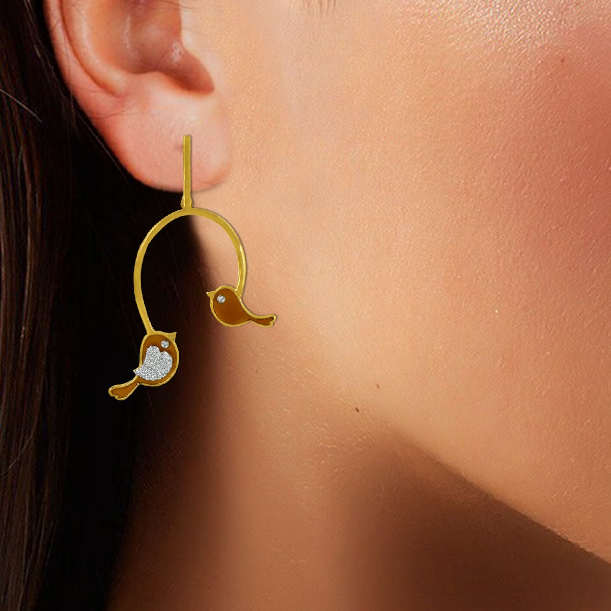 Love Birds Swing Diamond Earrings