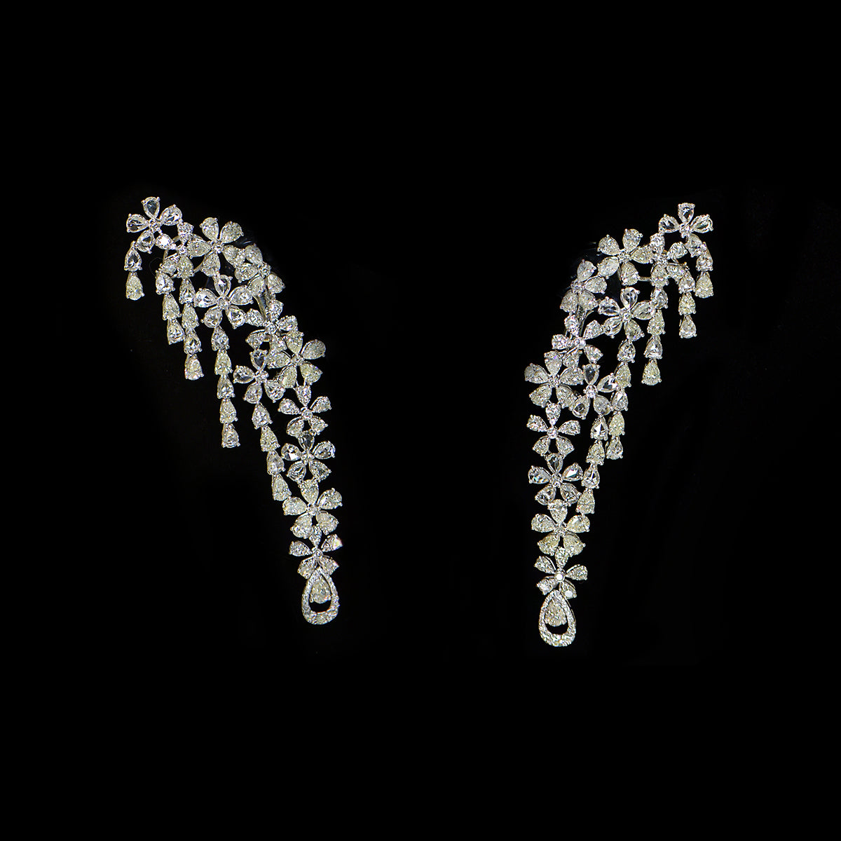 Aster Bloom Diamond Drop Earrings