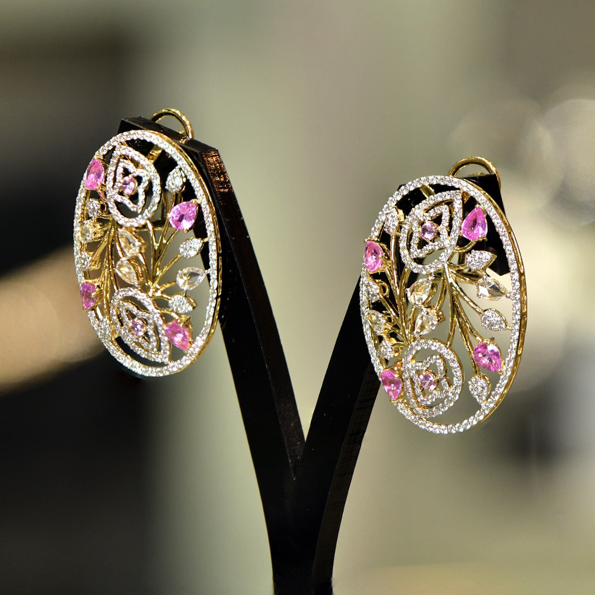 Pink Flossed Diamond Earrings