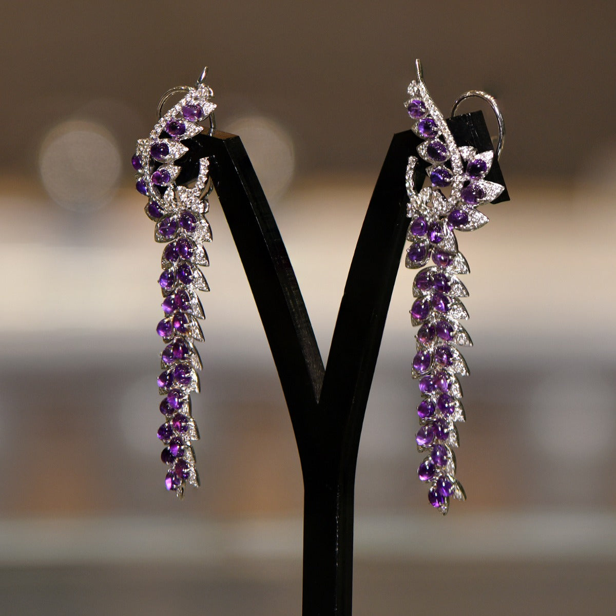 Purple Patch Diamond Earrings