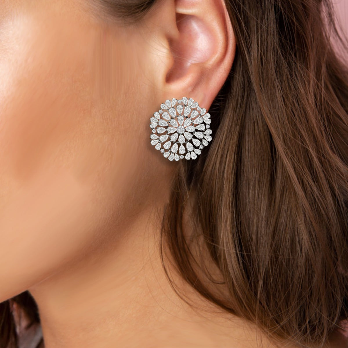Bushy Floral Diamond Earrings