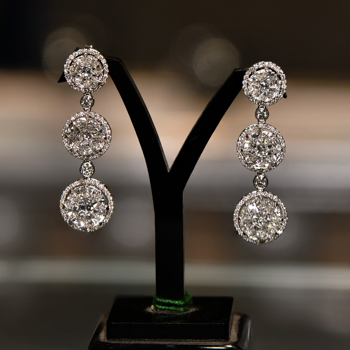 Smashing Three Ring Diamond Earrings