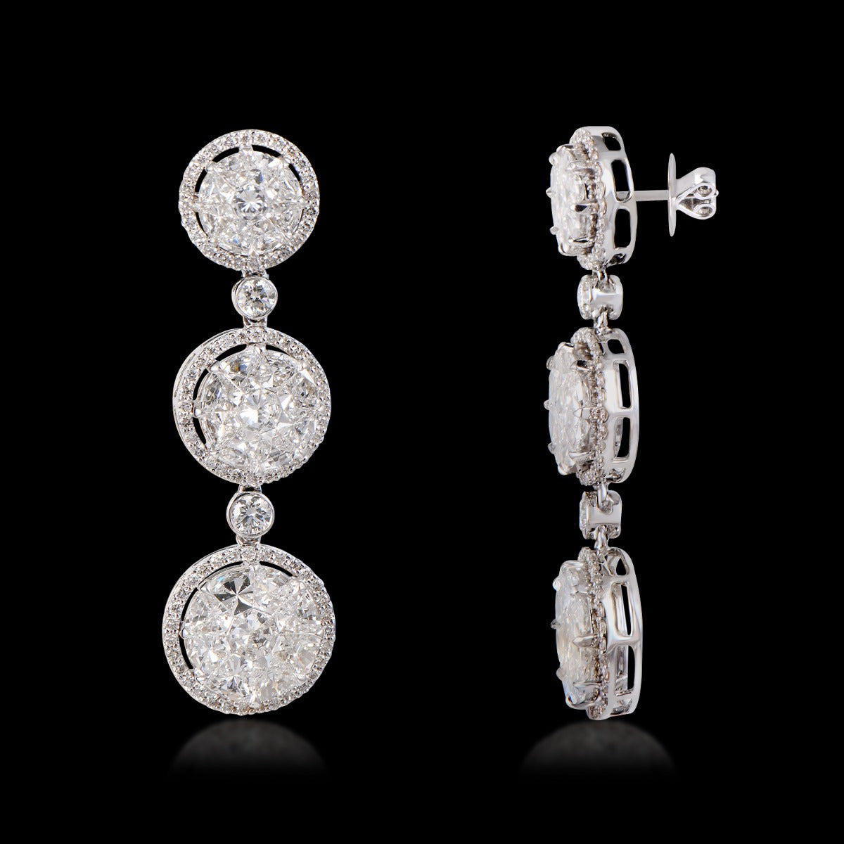 Smashing Three Ring Diamond Earrings
