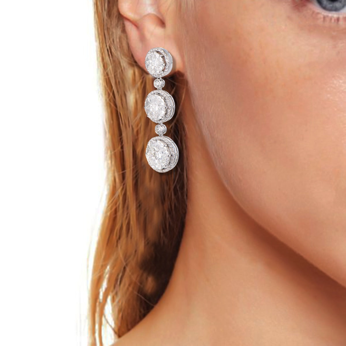 Smashing Three Ring Diamond Earrings