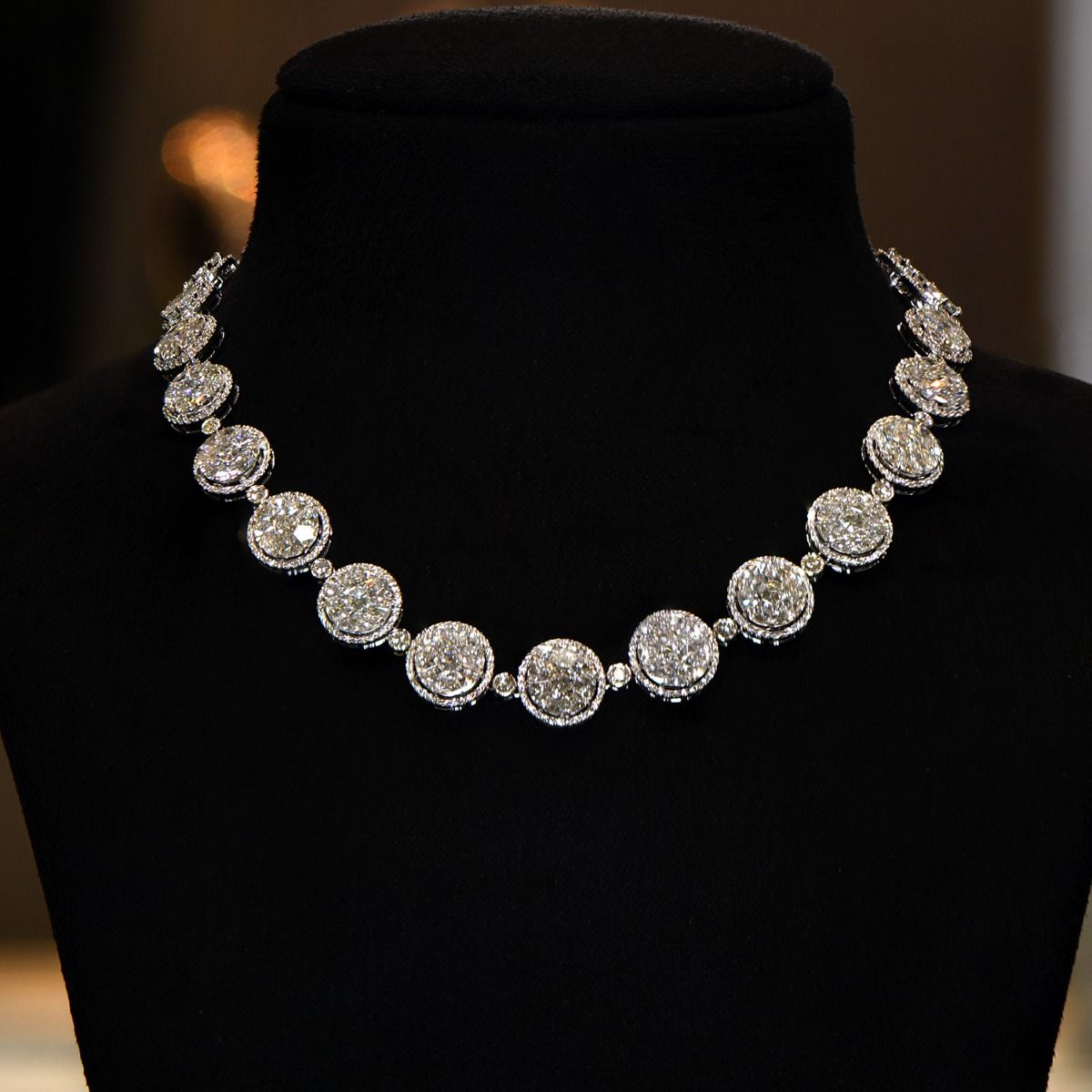 Sequenced Rounded Diamond Necklace Set