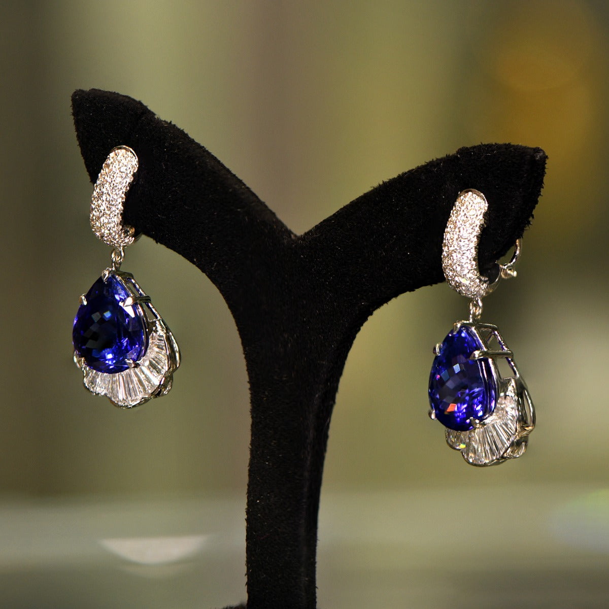 Electric Blue Diamond Earrings