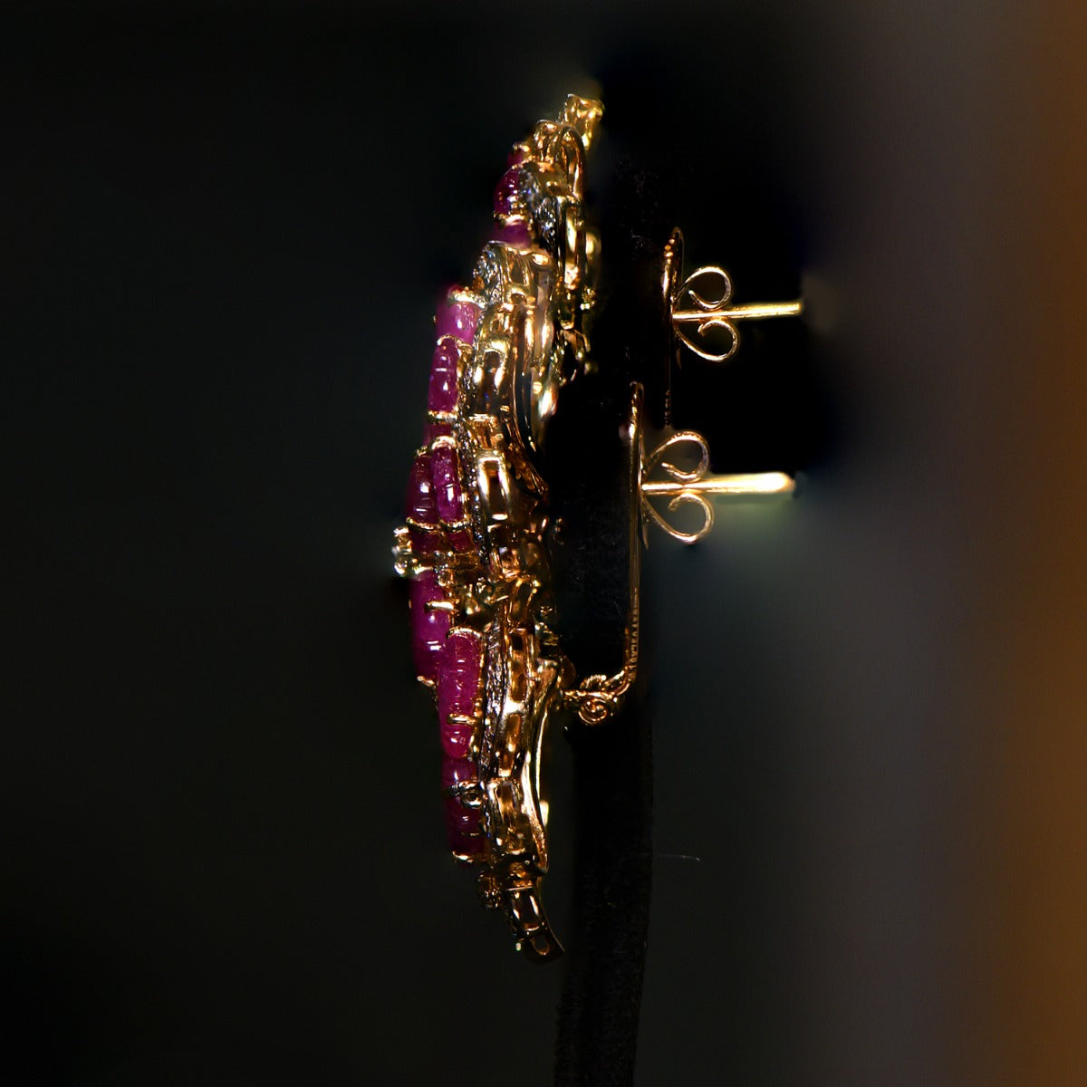 Sparkly Pink Floral Diamond Earrings