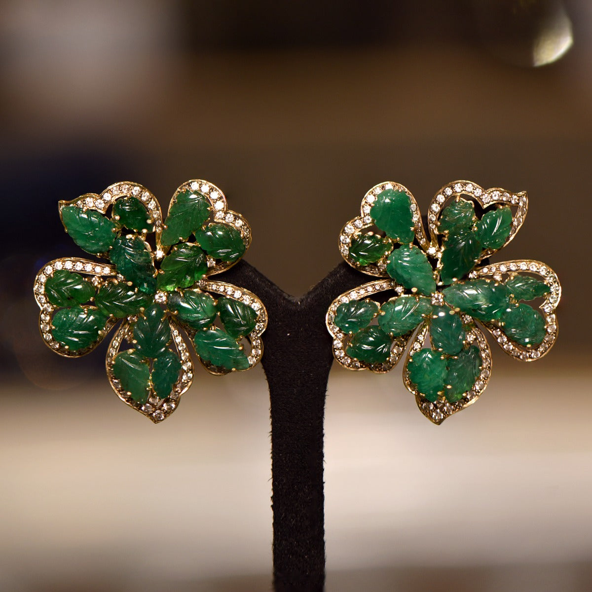 Leaf in a Petal Diamond Earrings