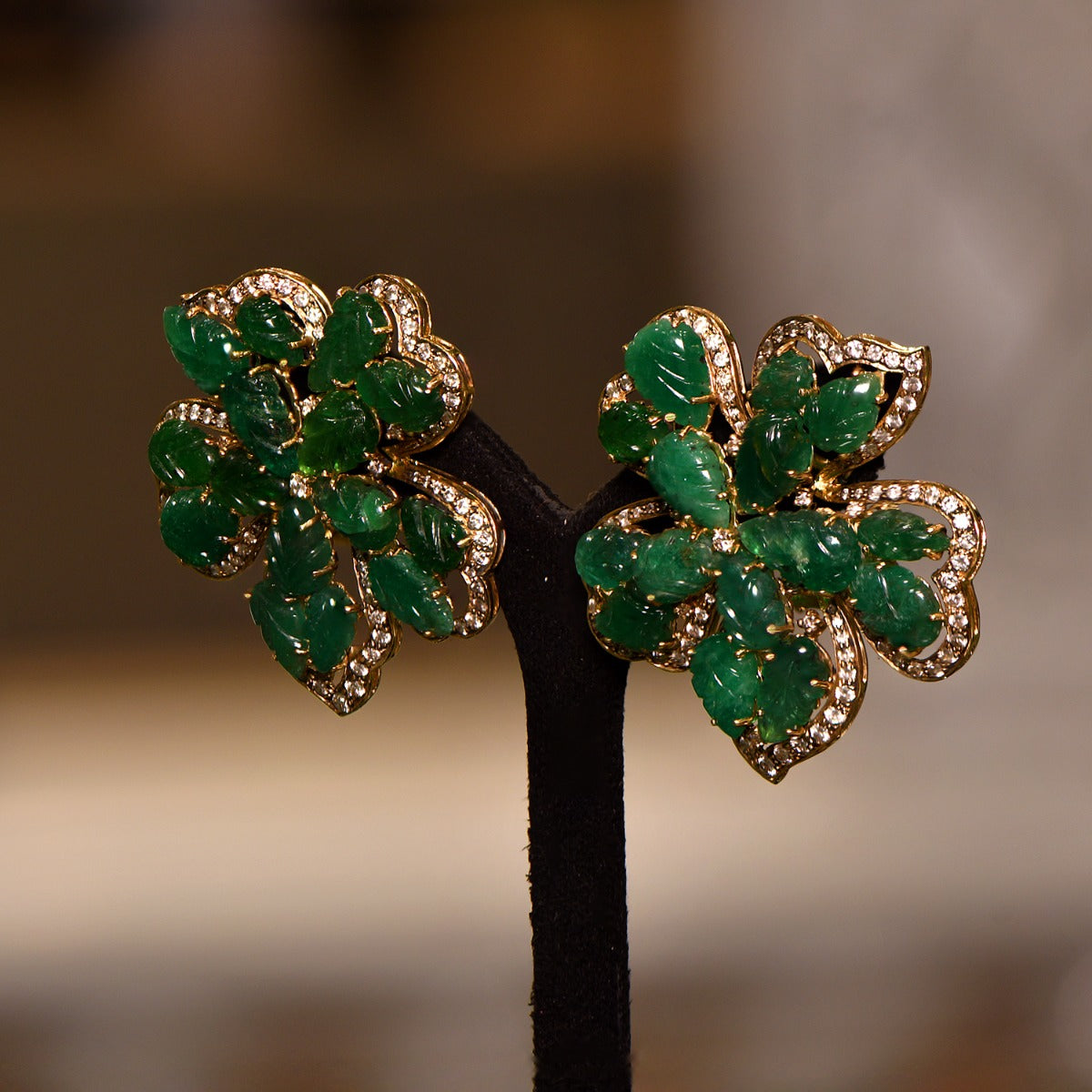 Leaf in a Petal Diamond Earrings