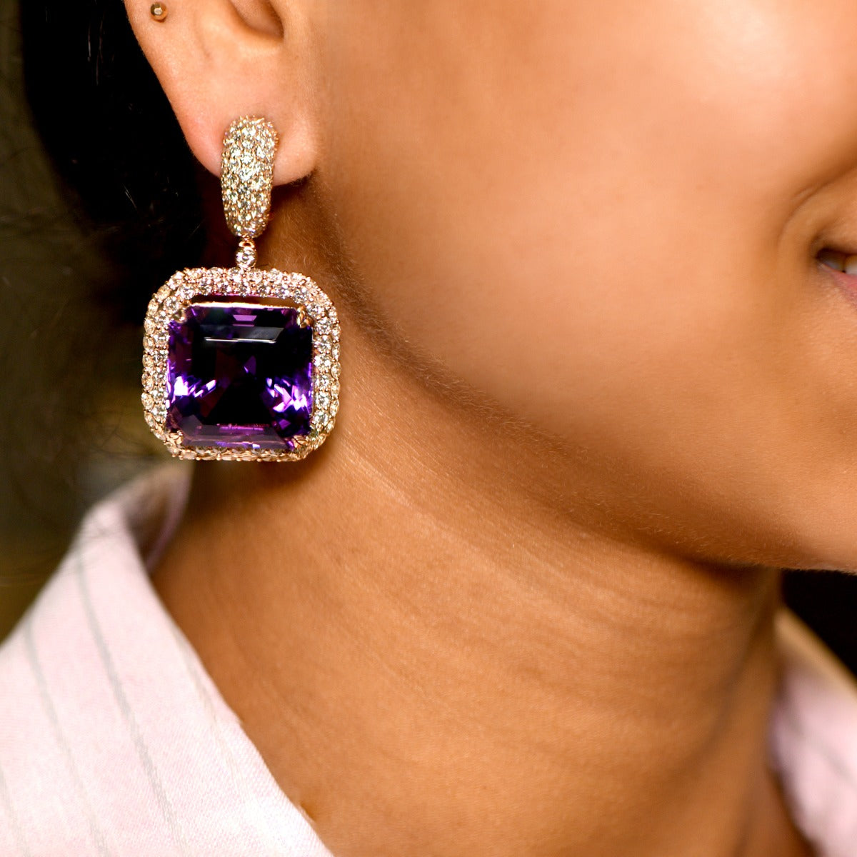 Purple Haze Diamond Earrings
