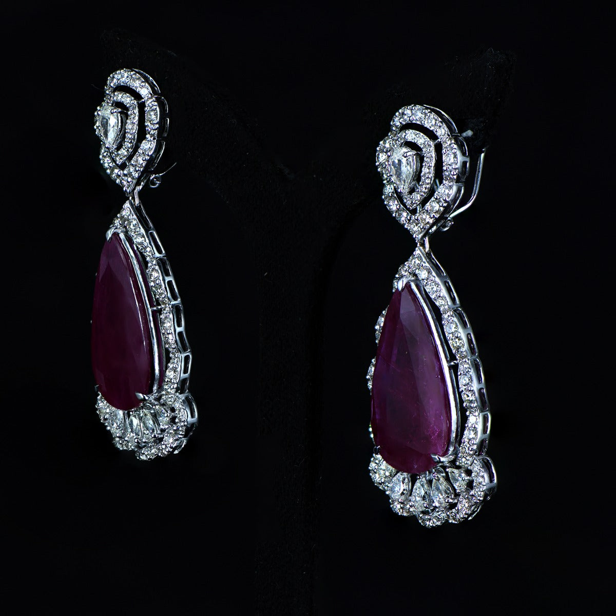 Maroon Moon Diamond Earrings