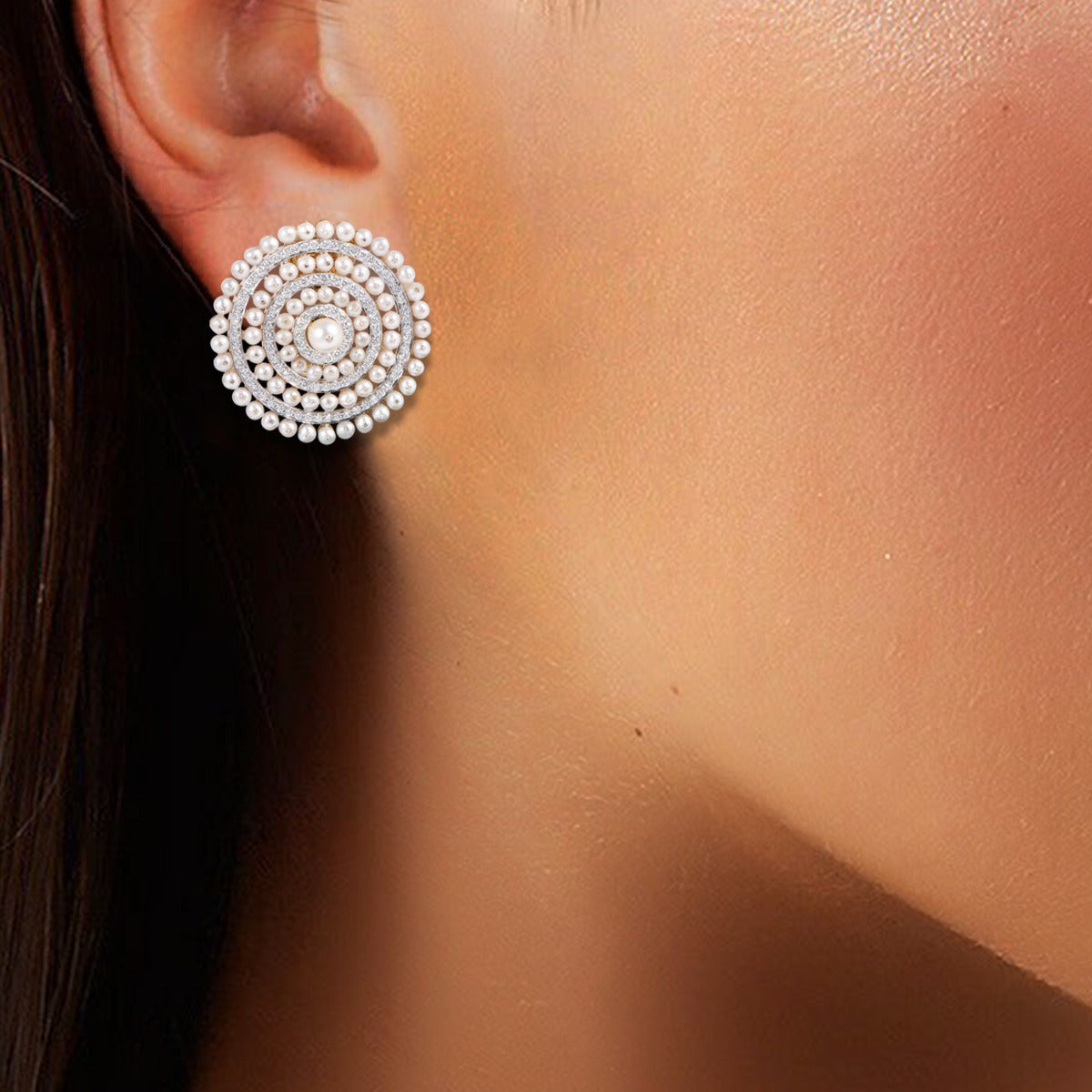 Coupe Pearl Diamond Earrings