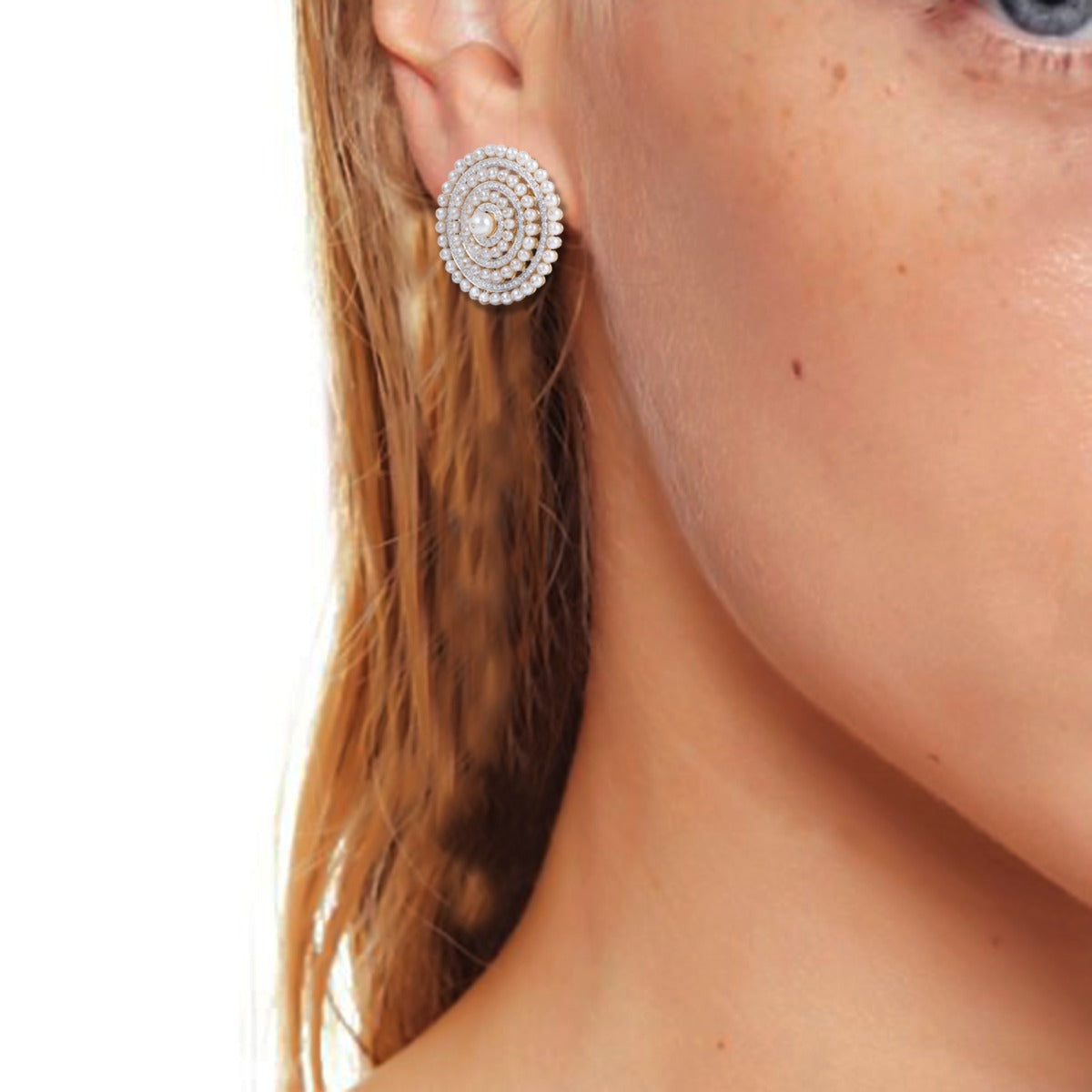 Coupe Pearl Diamond Earrings