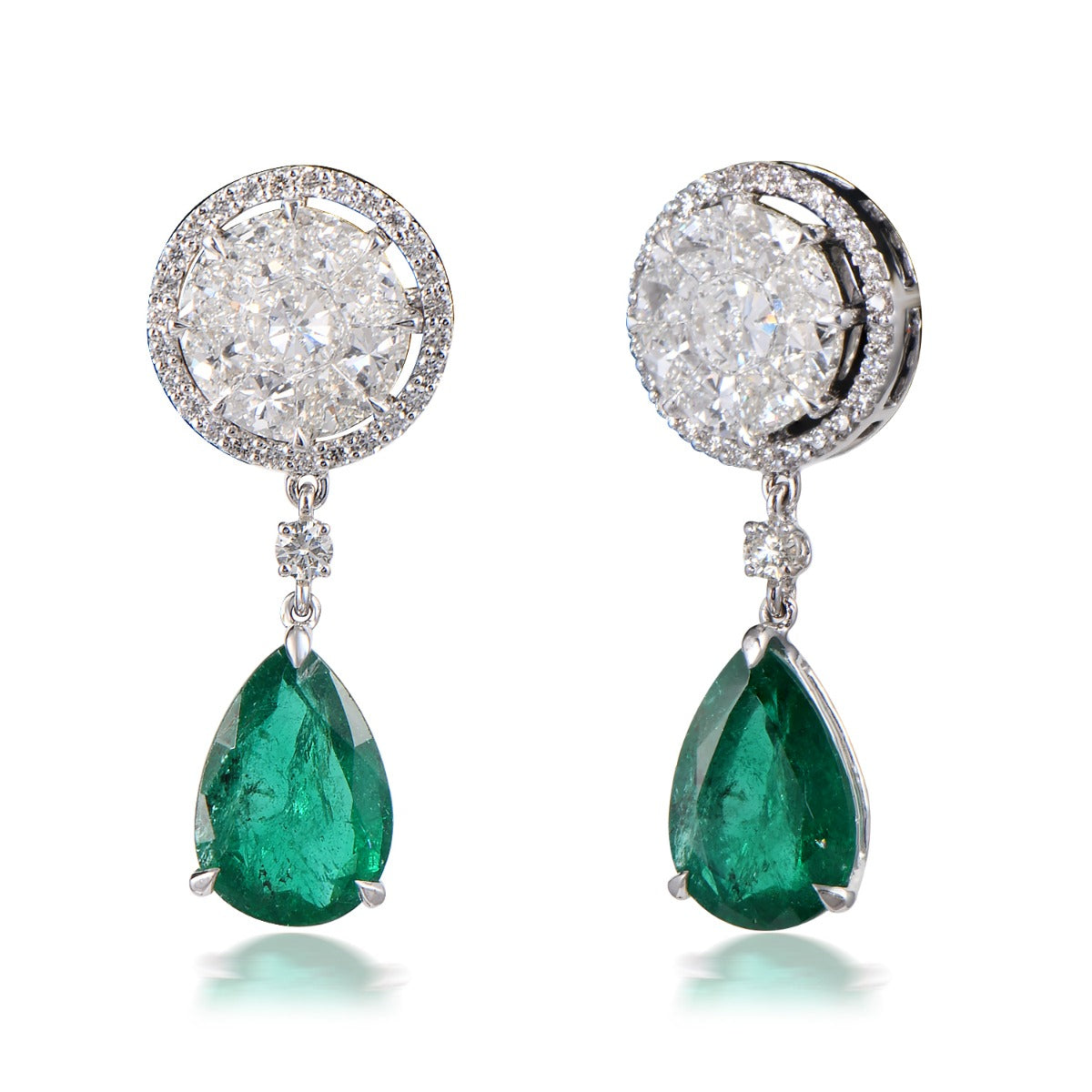 Halo Drop Diamond Earrings