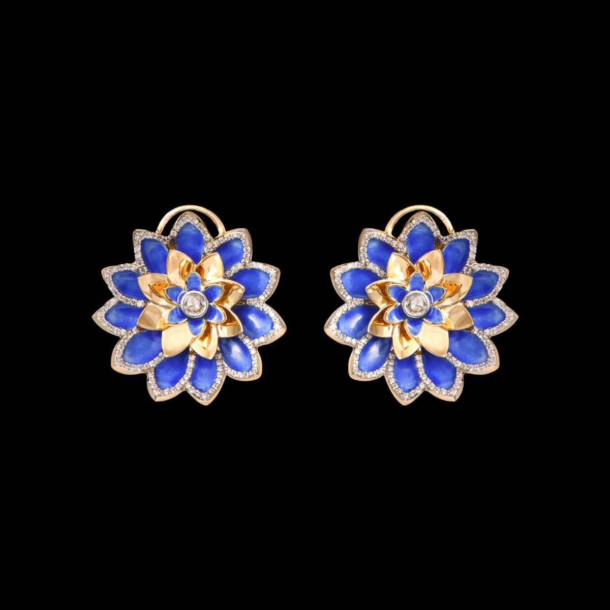 Regal Lotus Diamond Earrings