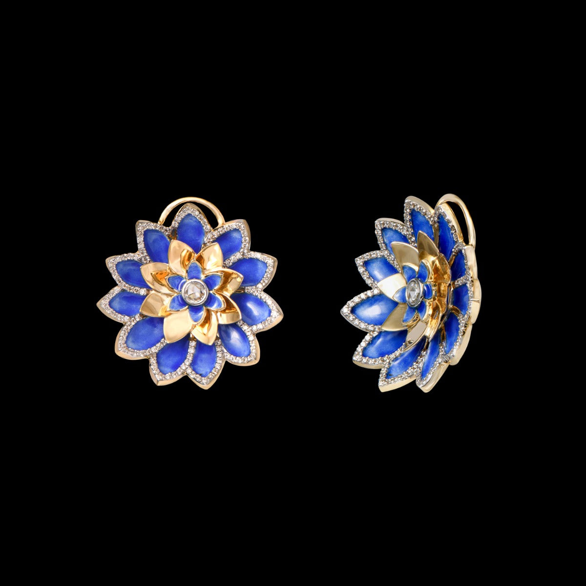 Regal Lotus Diamond Earrings