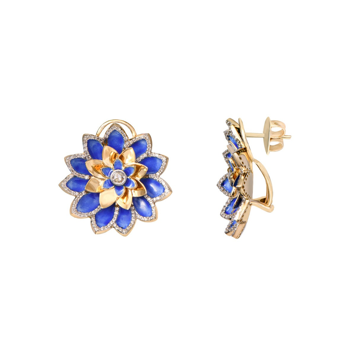 Regal Lotus Diamond Earrings