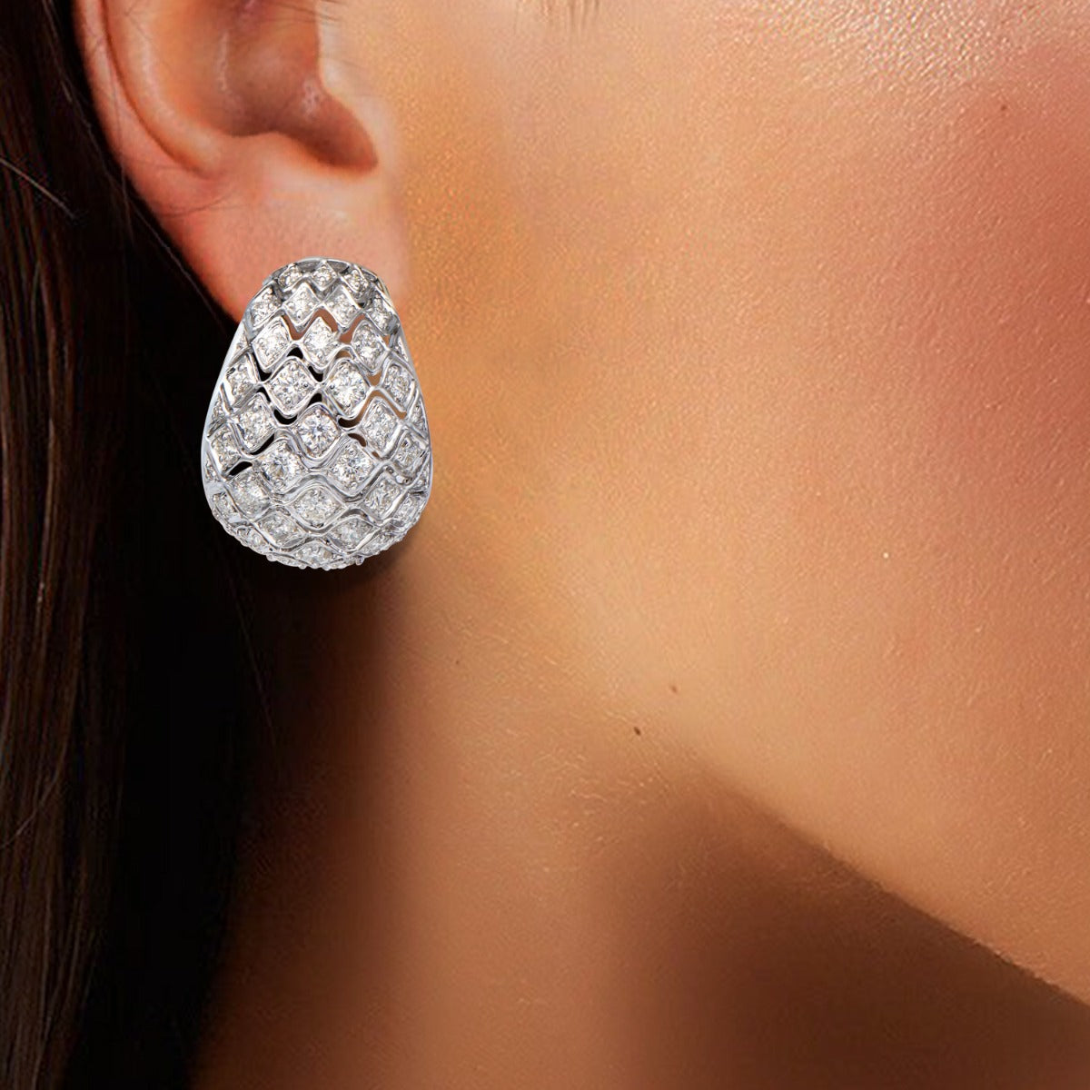 Checkered Braid Diamond Earrings