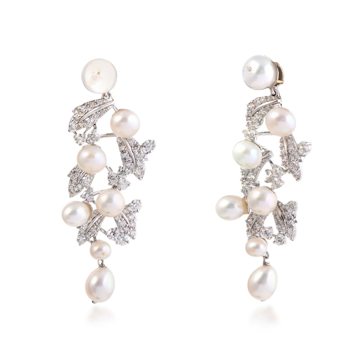 Valley Of Pearl Diamond Earrings