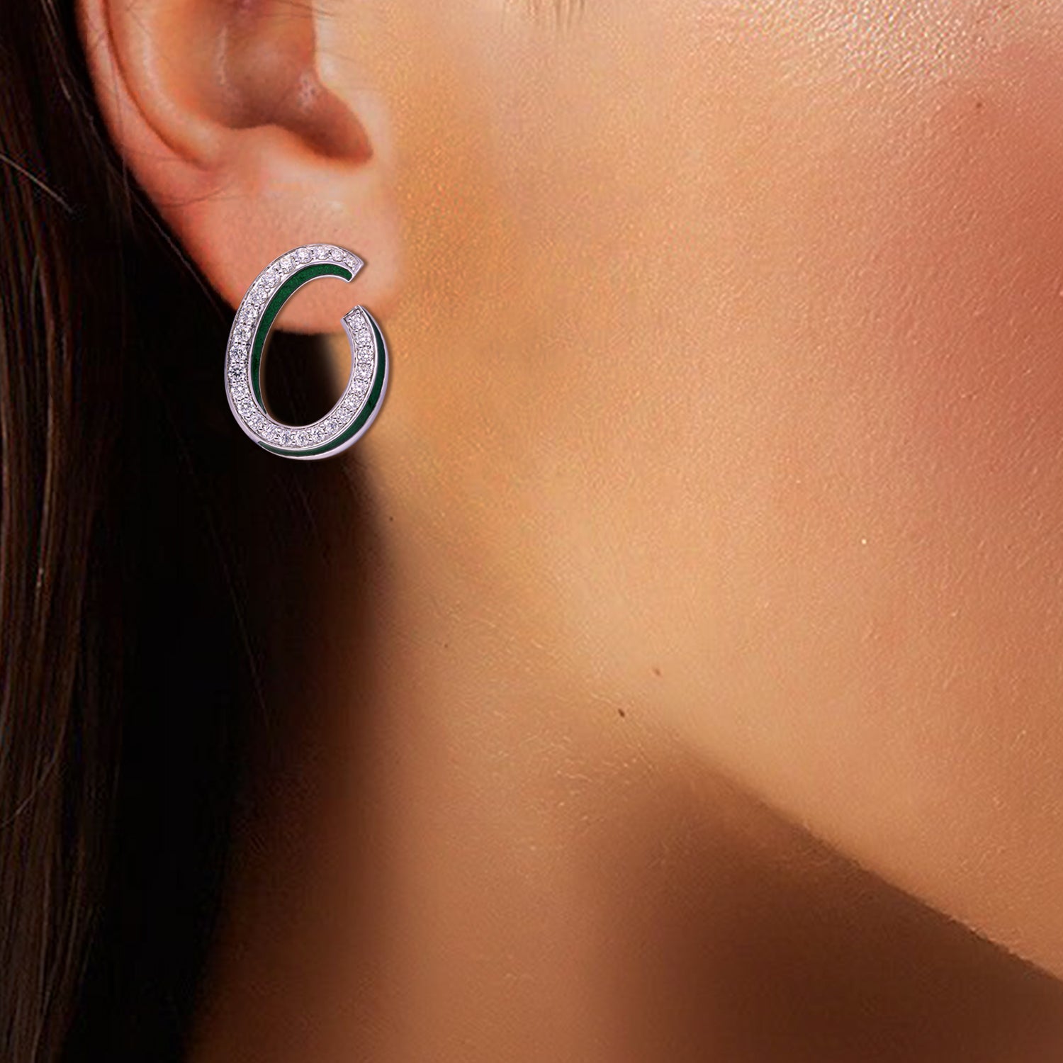 Flair Emerald Hoop Diamond Earrings