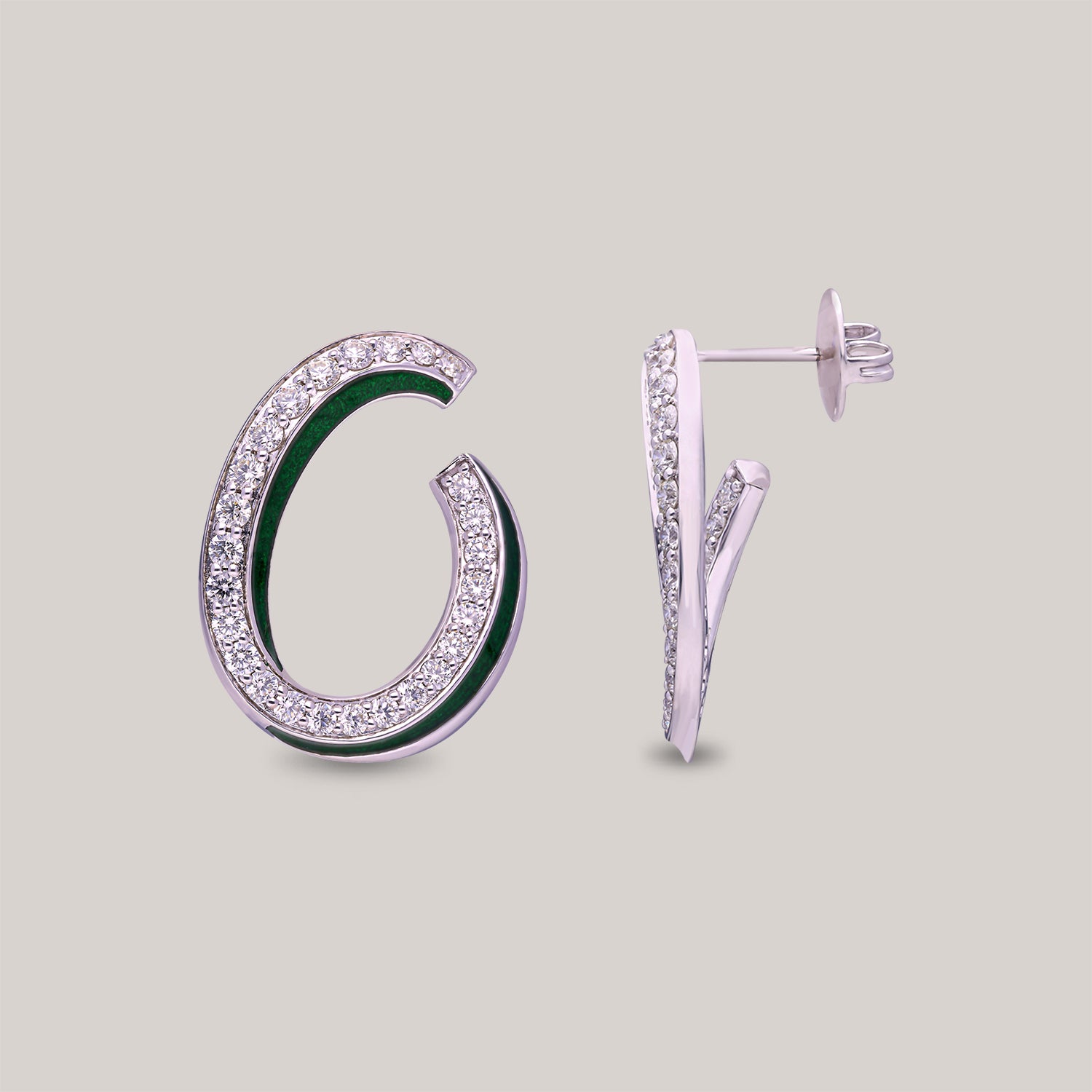 Flair Emerald Hoop Diamond Earrings