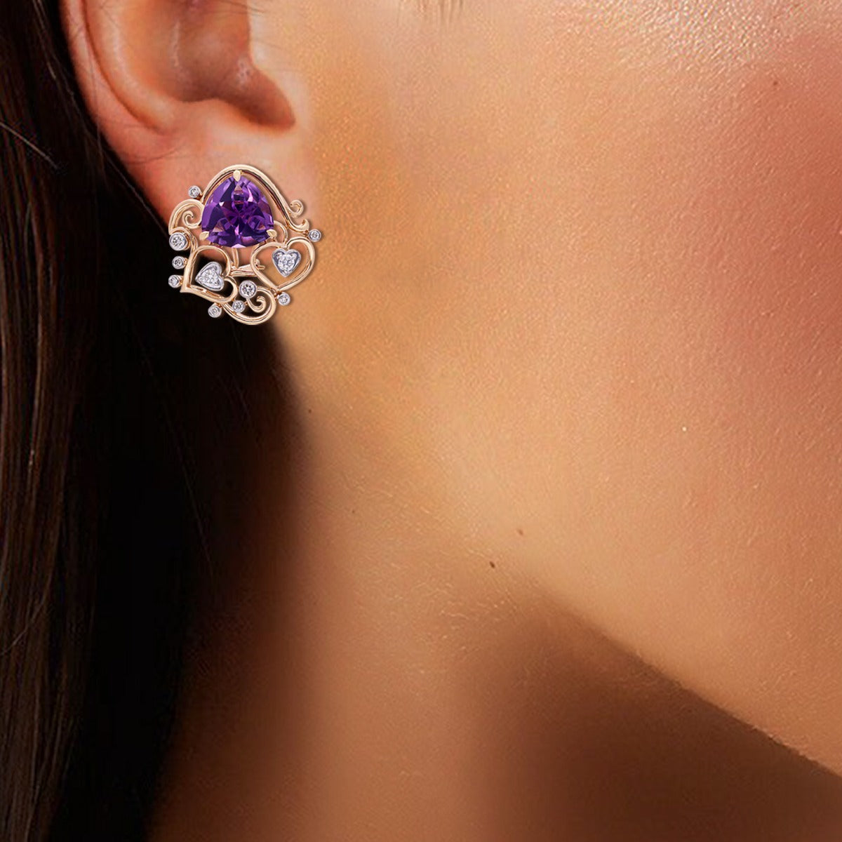 Captivating Amethyst Diamond Earrings