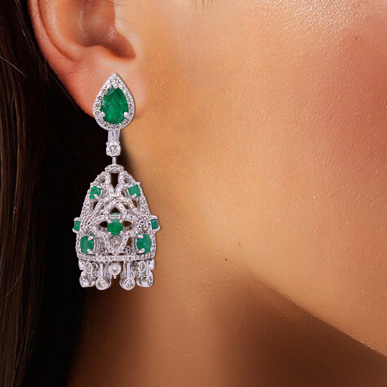 Aiza Emerald Diamond Jhumka