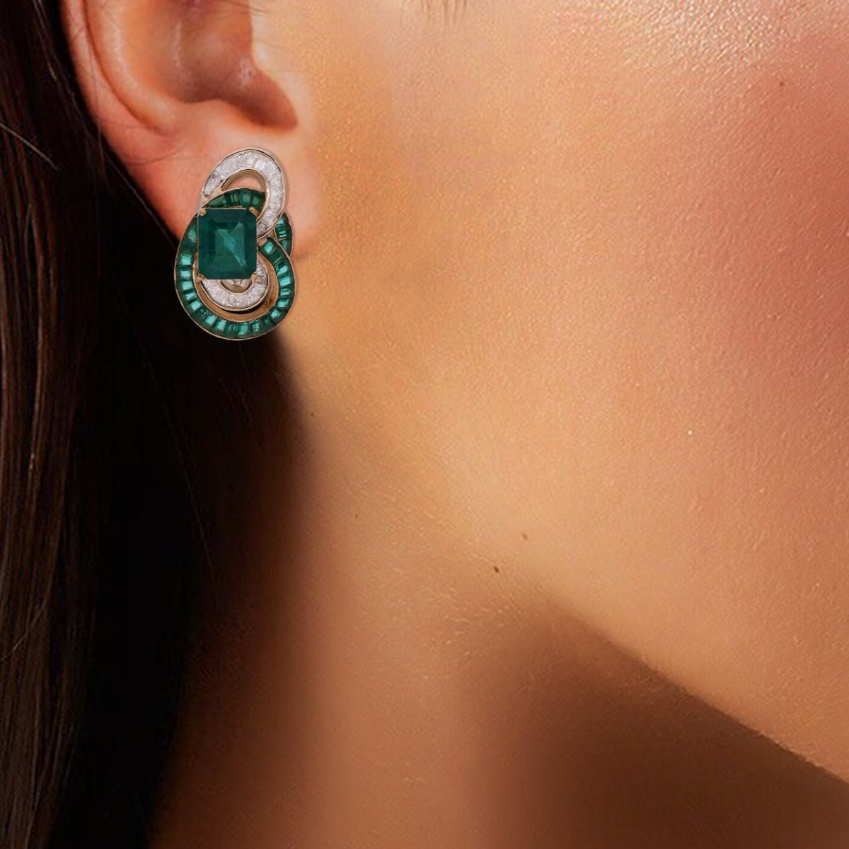 Enchanted Green Spiral Diamond Earrings