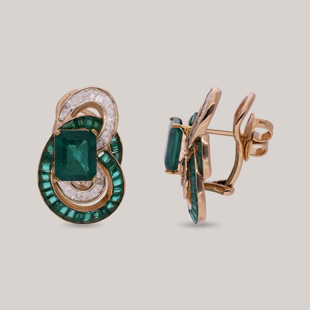Enchanted Green Spiral Diamond Earrings