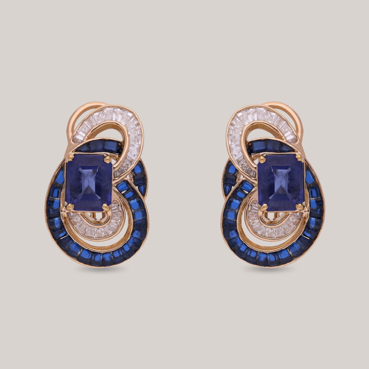 Blue Velvet Spiral Diamond Earrings