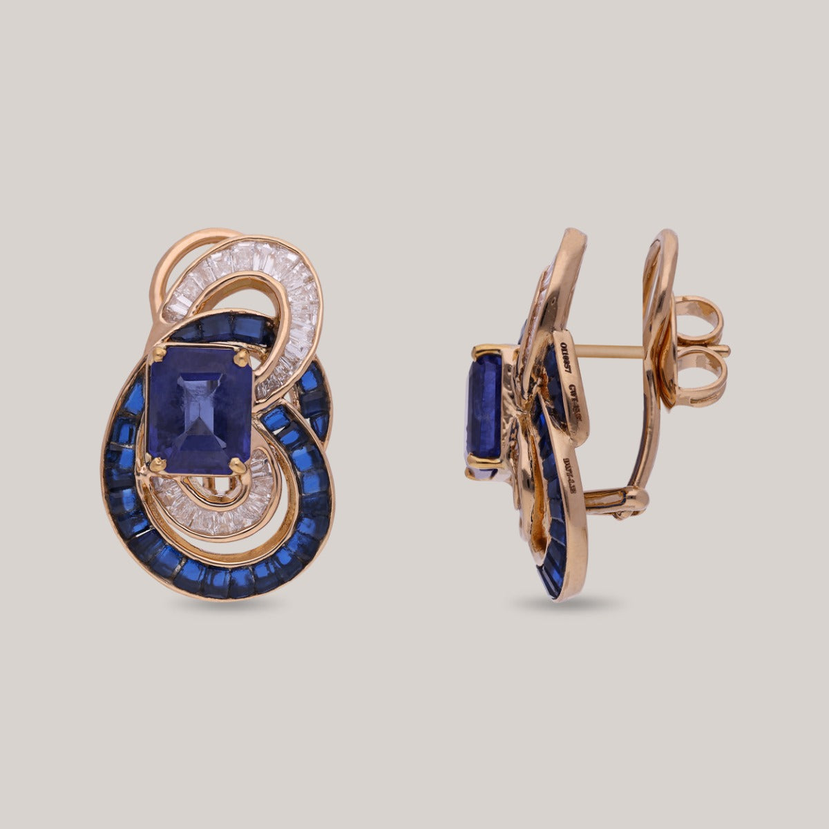Blue Velvet Spiral Diamond Earrings