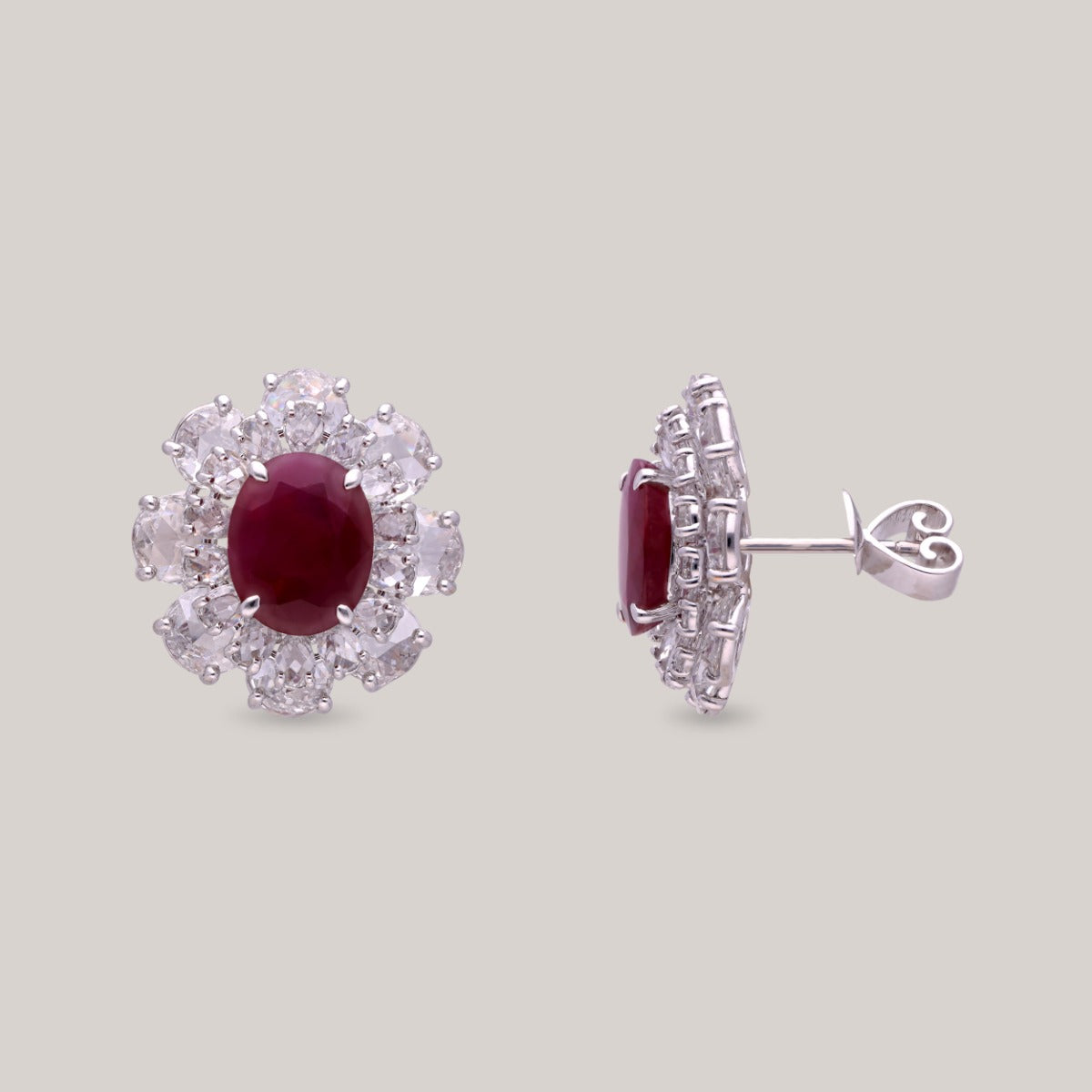 Crimson Elegance Diamond Earrings