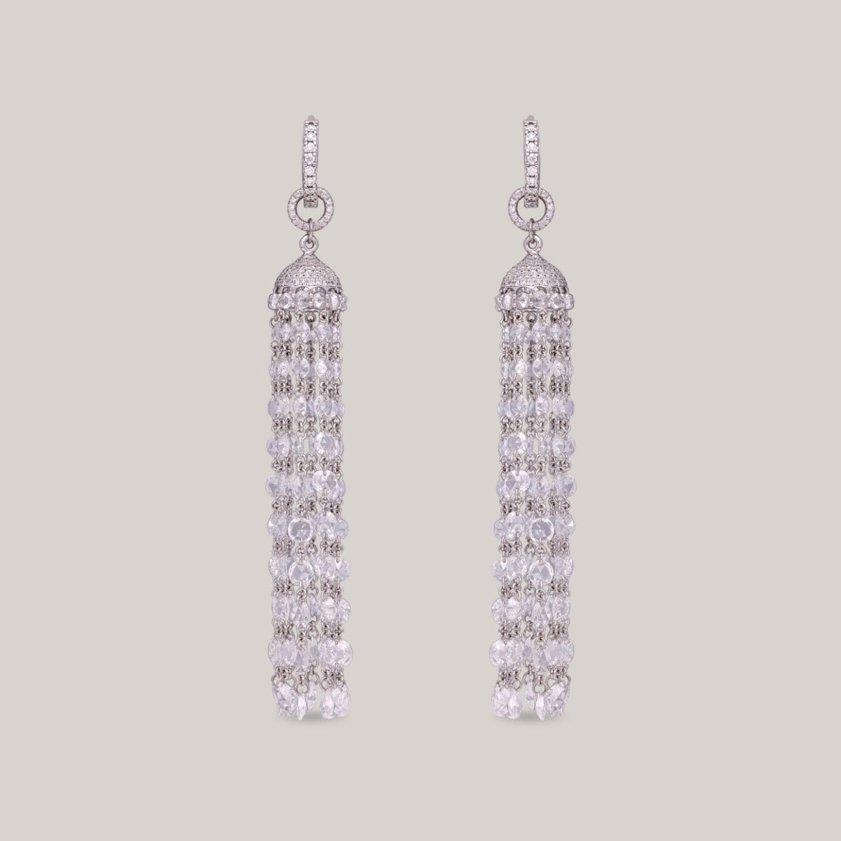 Shimmering Tassels Diamond Earrings