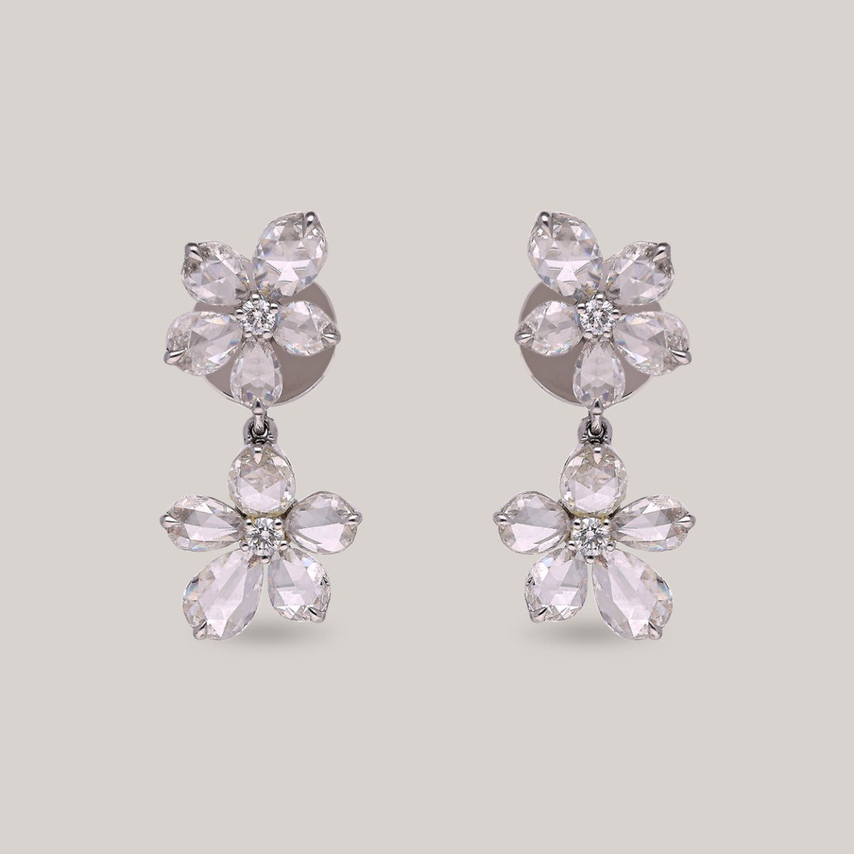 Crystal Rosette Diamond Earrings