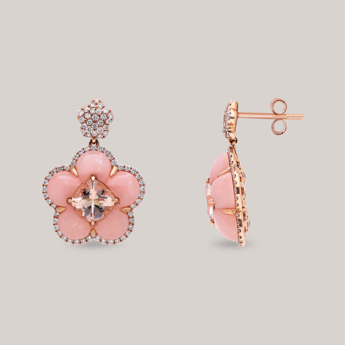 Pink Petal Glow Diamond Earrings