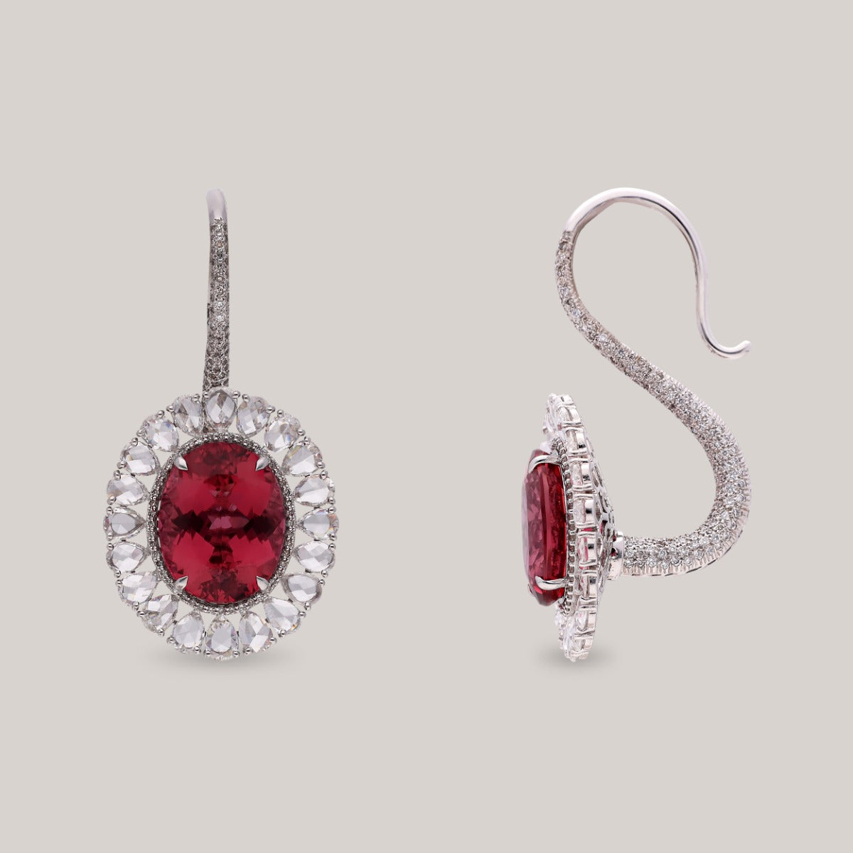 Crimson Drop Diamond Earrings