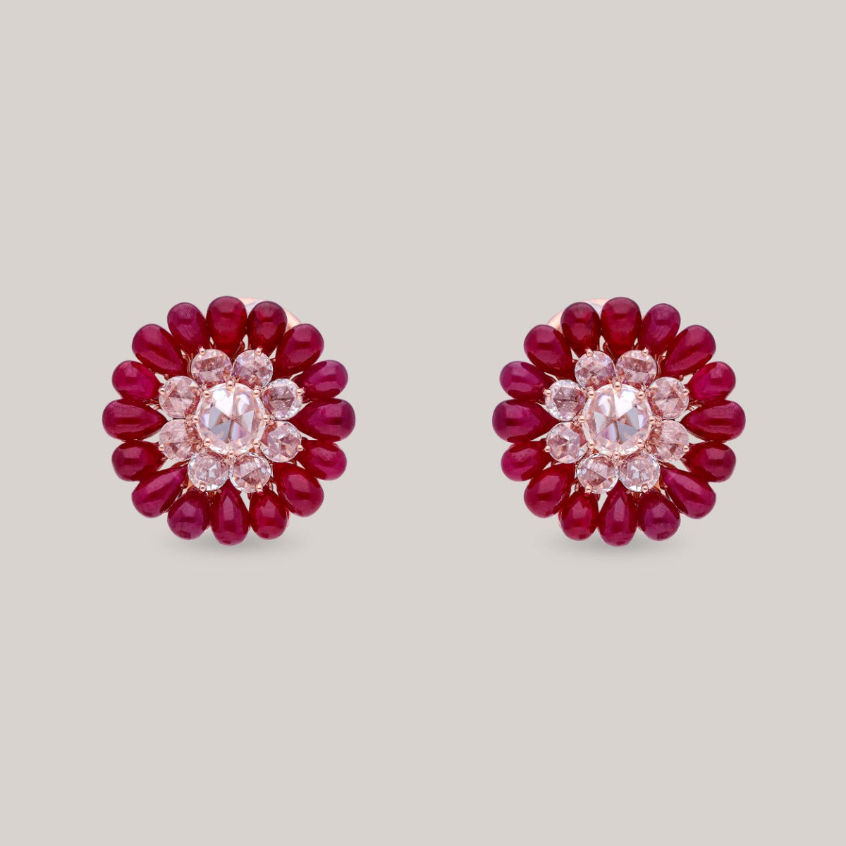 Ruby Blossom Diamond Earrings