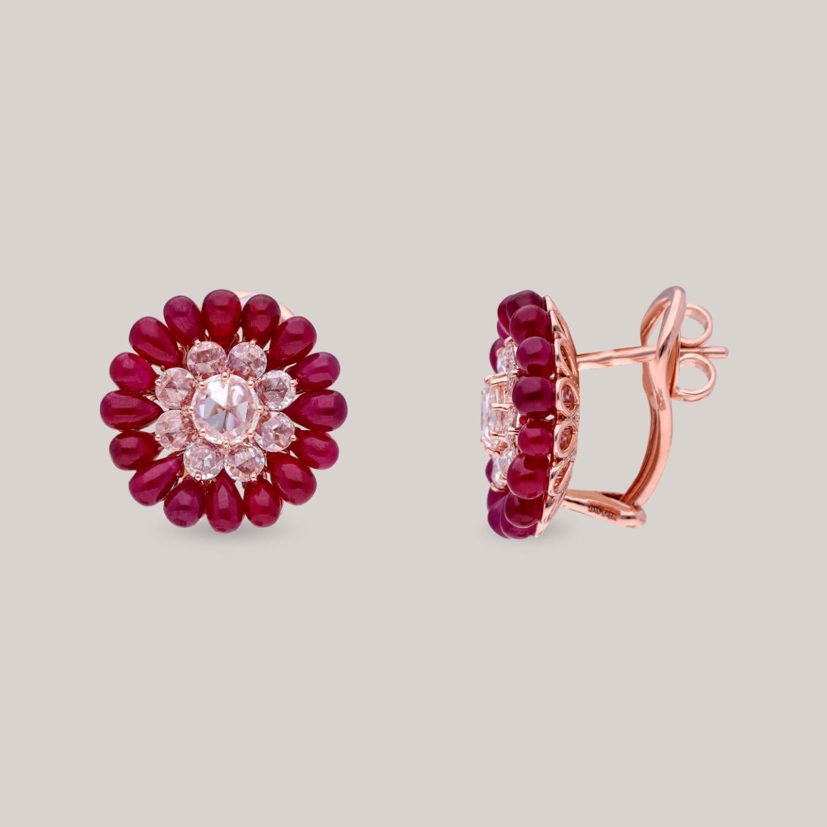 Ruby Blossom Diamond Earrings