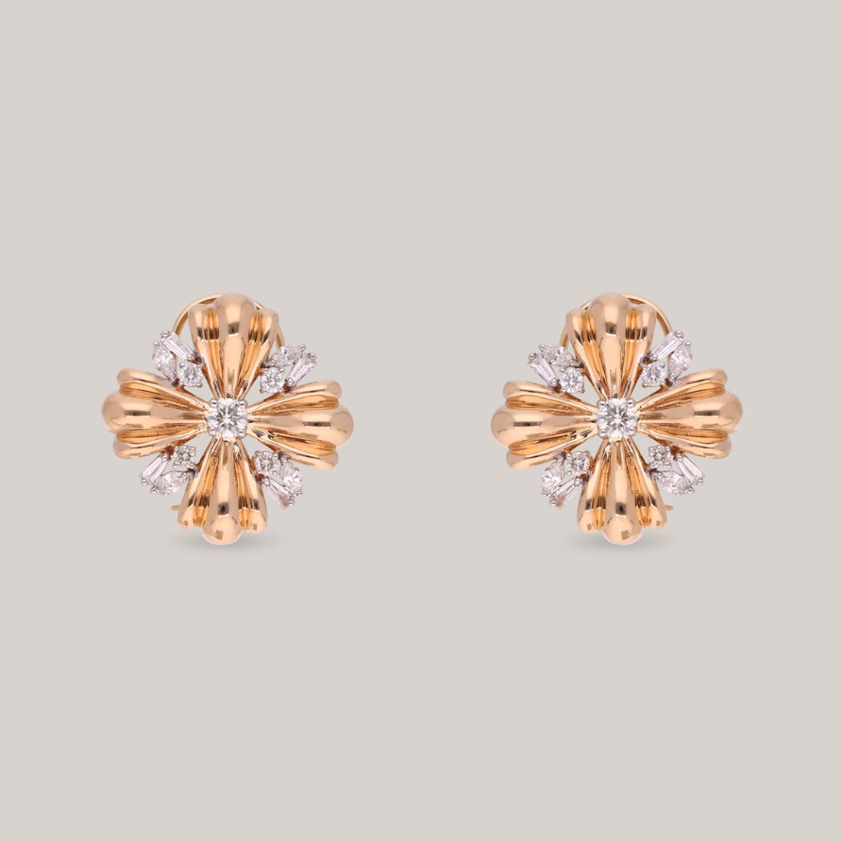 Fluted Clover Diamond Earrings
