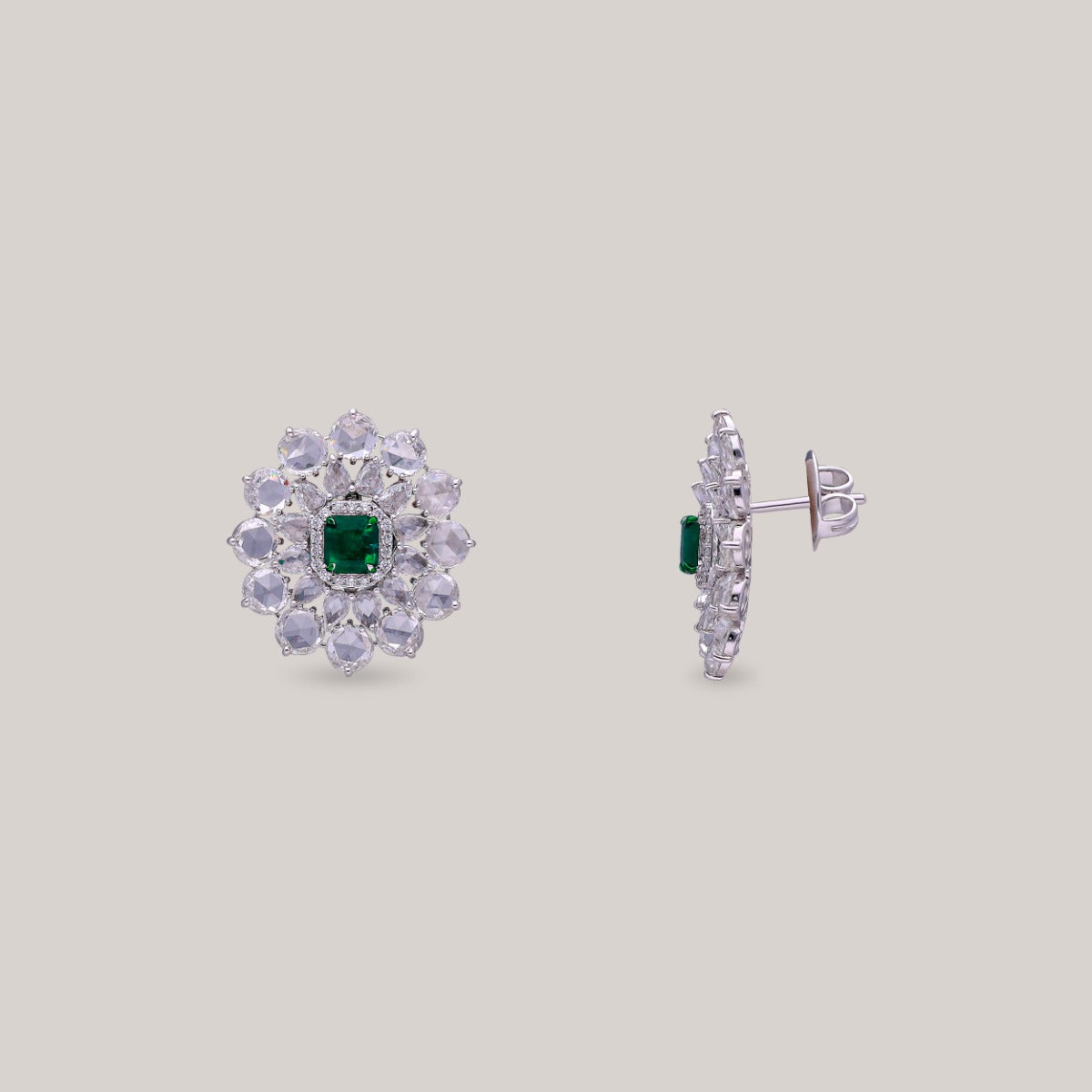 Emerald Bloom Diamond Earrings