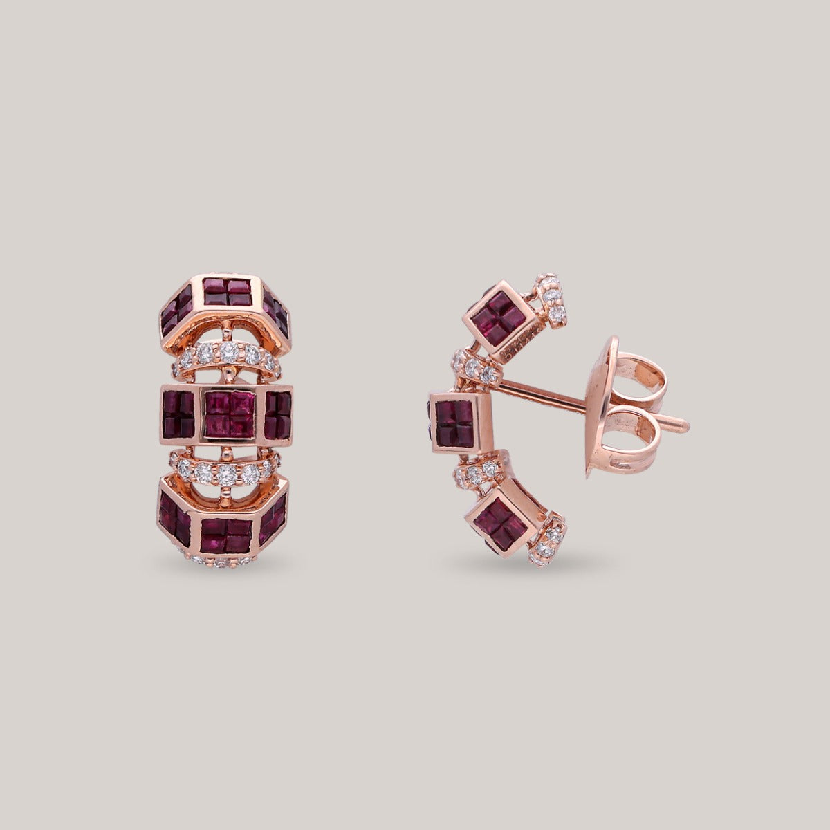Ruby Royale Diamond Earrings