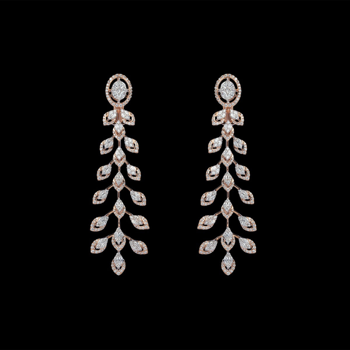 Petals Drop Diamond Earrings