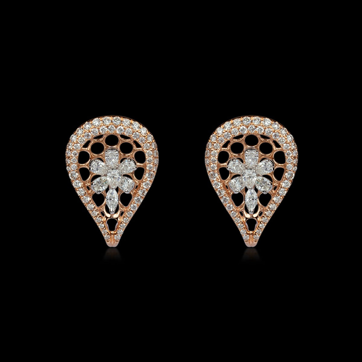 Enclosed Pear Diamond Earrings