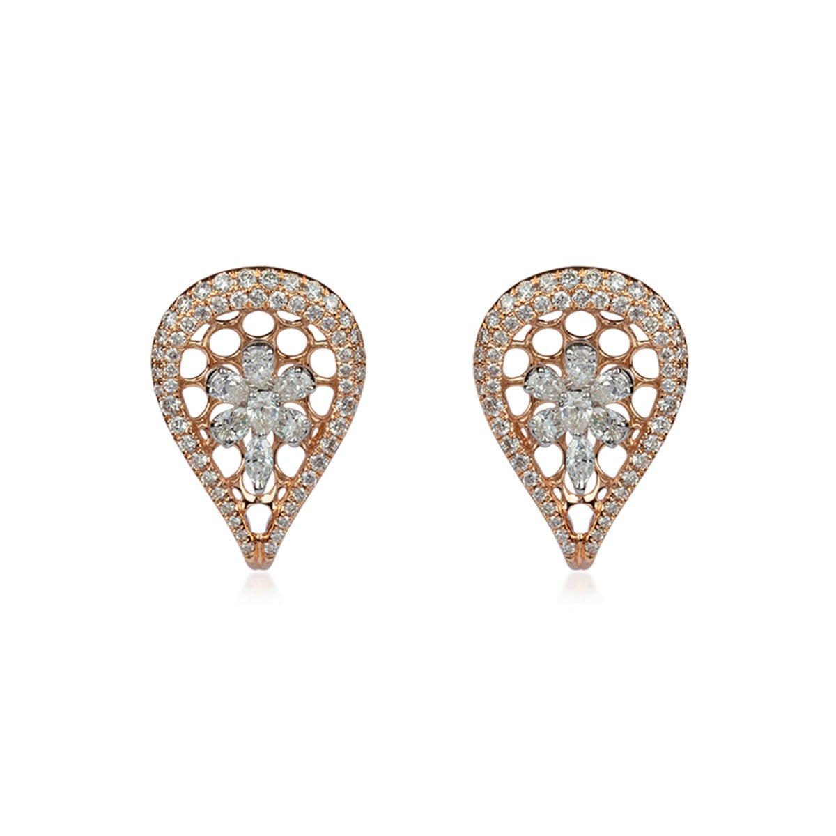 Enclosed Pear Diamond Earrings