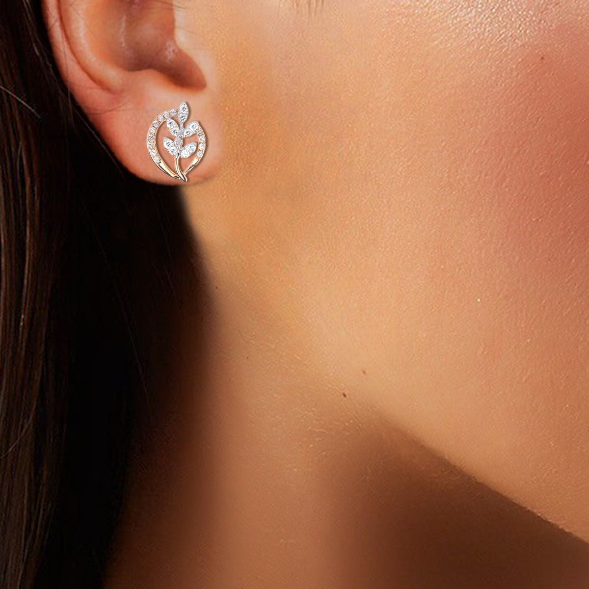 Gleaming Paisley Diamond Earrings
