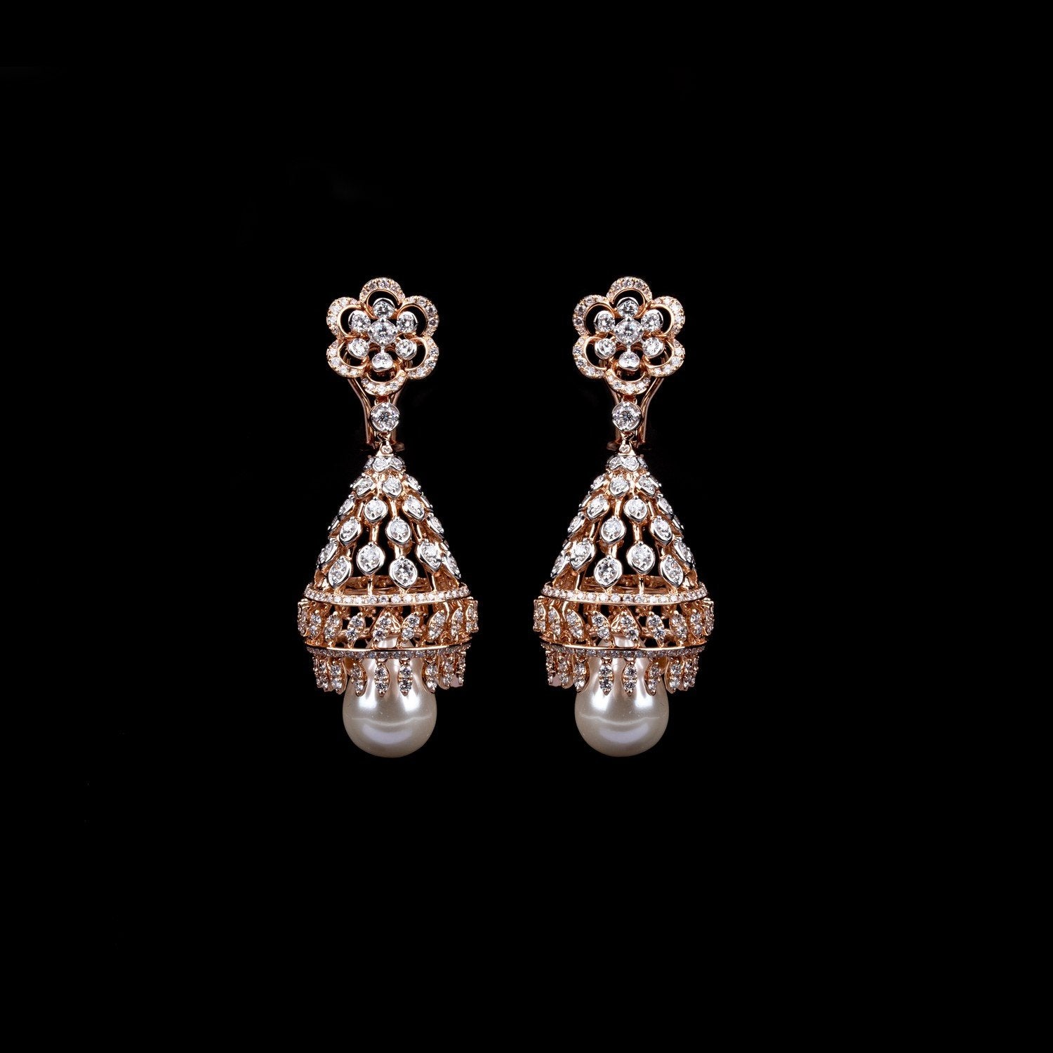 Trio Floret Diamond Jhumka